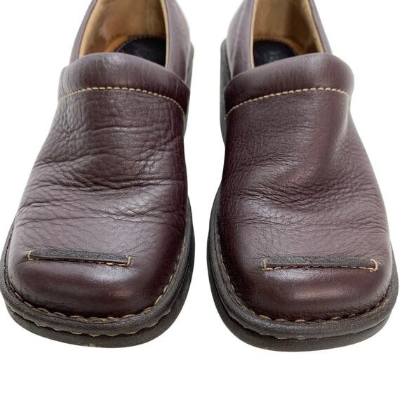 Born Womens Comfort Slip On Clogs Leather Wedge Square Toe Loafers Shoes sz 6 - Picture 6 of 16